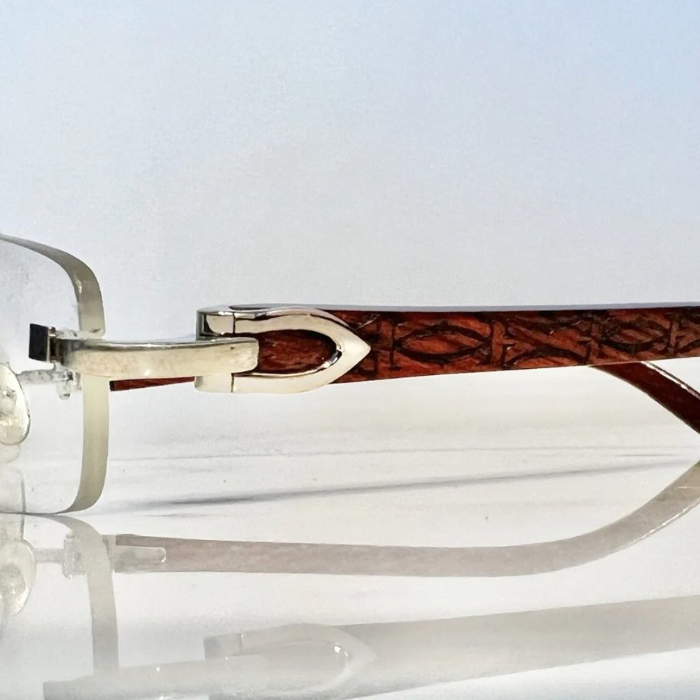 Cartier Logos Wood Platinum Vintage Frames Sunglasses… Gem
